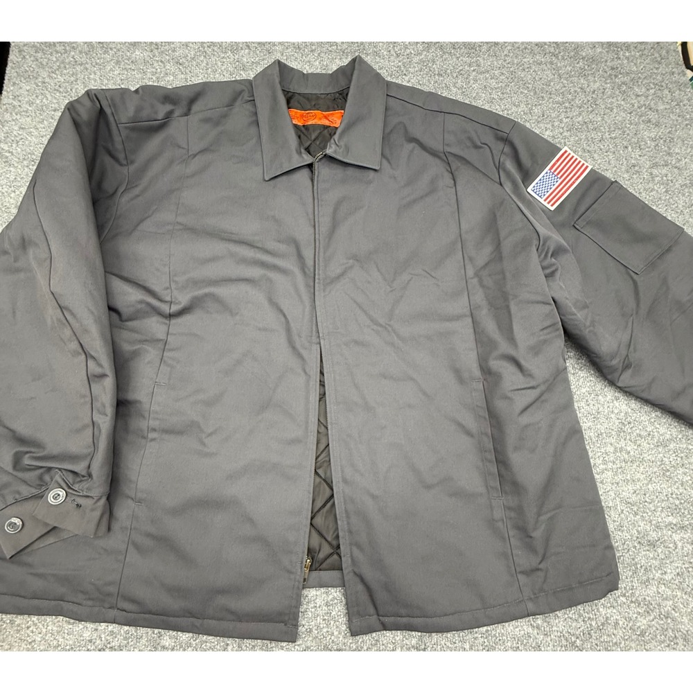 Red Kap‎ JT50CH 3XL Charcoal Gray Quilted Lined Work Jacket with USA Flag Patch